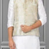 Light Grey Jacquard Silk Nehru Jacket