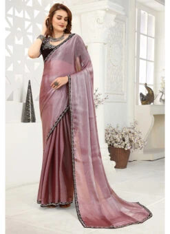 Light Lavender Organza Tikki Lace Work Saree Party Wear -C Bazaar Shop light lavender organza tikki lace work saree sasnfp6816 u