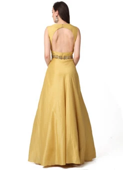 Light Mustard Silk Embroidered Anarkali Suit Party Wear -C Bazaar Shop light mustard silk embroidered anarkali suit sldvc131 b