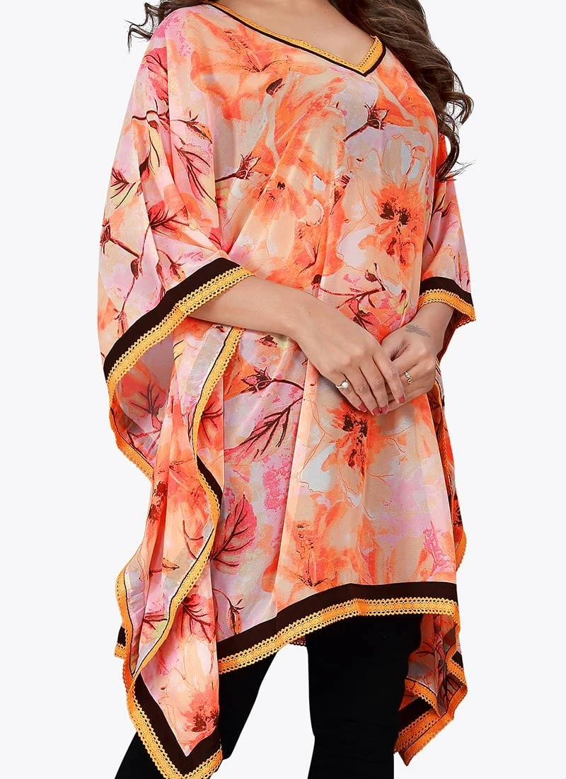 Light Orange Georgette Kaftan After Six Wear 1 Light Orange Georgette Kaftan After Six Wear