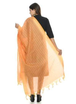 Light Orange Handloom Cotton Weaving Work Dupatta Work Wear -C Bazaar Shop light orange handloom cotton weaving work dupatta dpdmimfd054 b