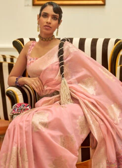 Light Peach Art Silk Handloom Saree Festive Wear 7 Light Peach Art Silk Handloom Saree Festive Wear -C Bazaar Shop light peach art silk handloom saree sasli2188272003 b