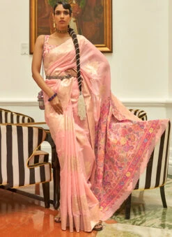 Light Peach Art Silk Handloom Saree Festive Wear 6 Light Peach Art Silk Handloom Saree Festive Wear -C Bazaar Shop light peach art silk handloom saree sasli2188272003 u