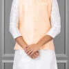 Light Peach Linen Silk Nehru Jacket