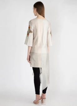 Light Peach Silk Kurta Straight Pant Set Work Wear 7 Light Peach Silk Kurta Straight Pant Set Work Wear -C Bazaar Shop light peach silk kurta straight pant set krsdvcsvts33 b