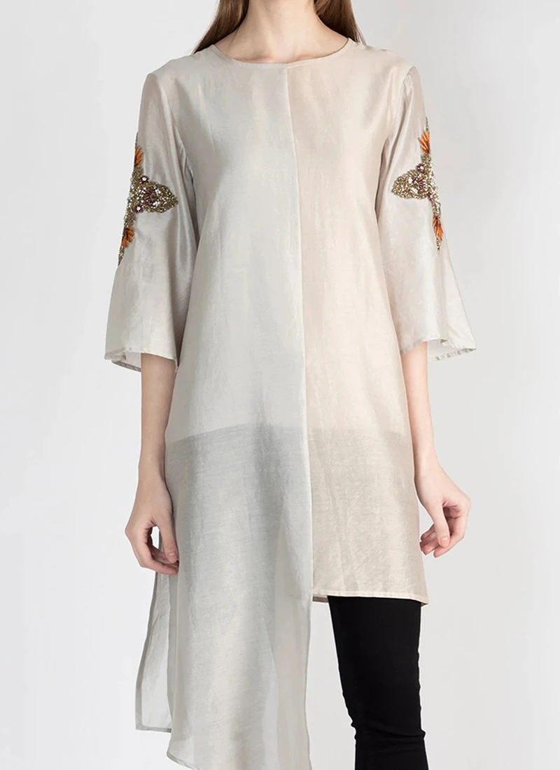 Light Peach Silk Kurta Straight Pant Set Work Wear 1 Light Peach Silk Kurta Straight Pant Set Work Wear