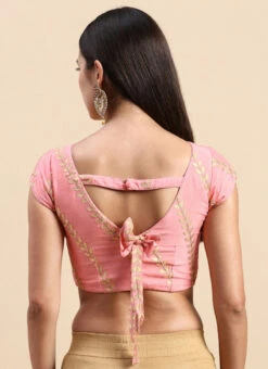 Light Pink Embroidered Chiffon Blouse Wedding Wear -C Bazaar Shop light pink embroidered chiffon blouse BLBS02303833 b