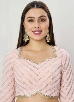 Light Pink Embroidered Georgette Blouse Festive Wear -C Bazaar Shop light pink embroidered georgette blouse BLBS02307607 u