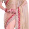 Light Pink N Beige Lycra Half N Half Saree Party Wear