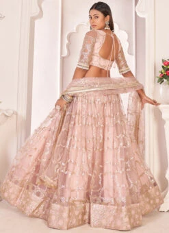 Light Pink Net Sequins Umbrella Lehenga Party Wear 7 Light Pink Net Sequins Umbrella Lehenga Party Wear -C Bazaar Shop light pink net sequins umbrella lehenga ghskf2119 b