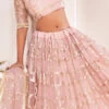 Light Pink Net Sequins Umbrella Lehenga Party Wear