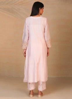 Light Pink Pure Chanderi Silk Embroidered Kurta Semi Palazzo Set Party Wear 7 Light Pink Pure Chanderi Silk Embroidered Kurta Semi Palazzo Set Party Wear -C Bazaar Shop light pink pure chanderi silk embroidered kurta semi palazzo set krsdvcsvks38 b