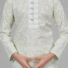 Light Pista Green Printed Cotton Silk Boys Kurta Pyjama