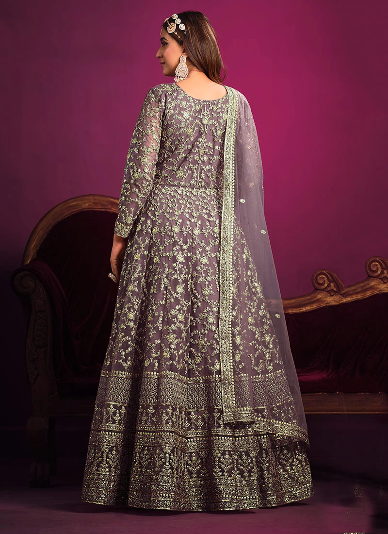 Light Purple Net Embroidery Anarkali Suit Party Wear 4 Light Purple Net Embroidery Anarkali Suit Party Wear - Image 4