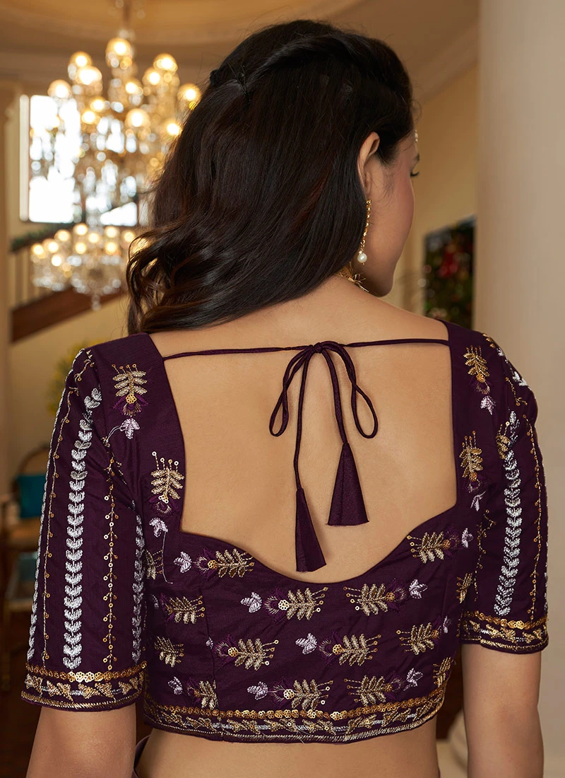 Light Purple Net Sequins Work Umbrella Lehenga Choli Party Wear 4 Light Purple Net Sequins Work Umbrella Lehenga Choli Party Wear - Image 4