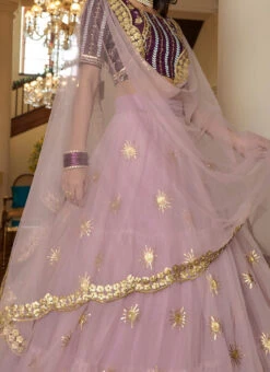 Light Purple Net Sequins Work Umbrella Lehenga Choli Party Wear
