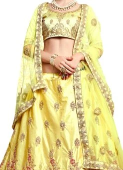 Light Yellow Embroidered A Line Lehenga Wedding Wear