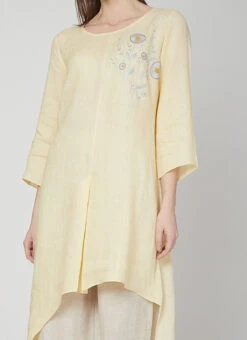 Light Yellow Linen Kurta Palazzo Set Work Wear