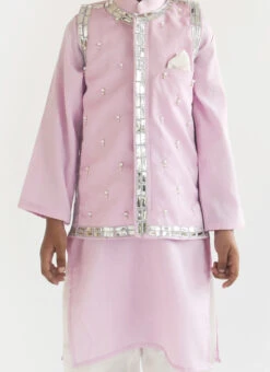 Lilac Cotton Silk Bandi Set