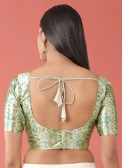 Lime Green Polyster Printed Readymade Blouse Party Wear -C Bazaar Shop lime green polyster printed readymade blouse blspfb207lg b