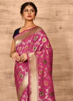 Magenta Banarasi Katan Zari Weaving Saree Festive Wear 7 Magenta Banarasi Katan Zari Weaving Saree Festive Wear -C Bazaar Shop magenta benarasi katan zari weaving saree savns671q b