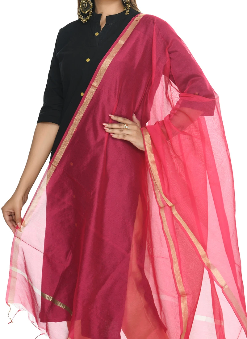 Magenta Chanderi Cotton Dupatta Festive Wear 1 Magenta Chanderi Cotton Dupatta Festive Wear
