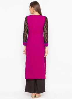 Magenta Georgette Embroidered Kurta Palazzo Set After Six Wear -C Bazaar Shop magenta georgette embroidered kurta palazzo set krsmnc1922ks b