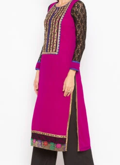 Magenta Georgette Embroidered Kurta Palazzo Set After Six Wear