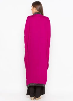 Magenta N Black Cotton Embroidered Kurta Palazzo Set After Six Wear -C Bazaar Shop magenta n black cotton embroidered kurta palazzo set krsmnc1958ks b