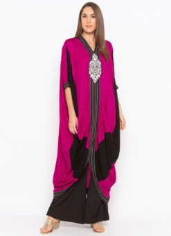 Magenta N Black Cotton Embroidered Kurta Palazzo Set After Six Wear -C Bazaar Shop magenta n black cotton embroidered kurta palazzo set krsmnc1958ks u