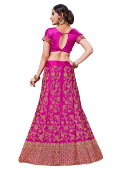 Magenta Pink Satin Silk Zari Embroidered A Line Lehenga Festive Wear -C Bazaar Shop magenta pink satin silk zari embroidered a line lehenga ghsstsktsl7416 b