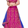Magenta Pink Satin Silk Zari Embroidered A Line Lehenga Festive Wear