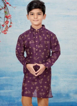 Magenta Silk Dupion Printed Kids Kurta Pyjama Party Wear 5 Magenta Silk Dupion Printed Kids Kurta Pyjama Party Wear -C Bazaar Shop magenta silk dupion printed kids kurta pyjama kdbsgrk716 b