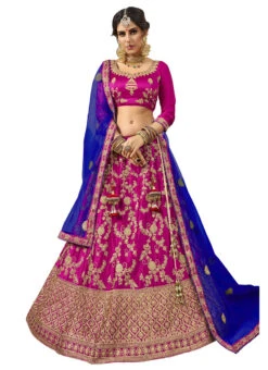 Magneta Pink Satin Silk Embroidered Umbrella Lehenga Party Wear 6 Magneta Pink Satin Silk Embroidered Umbrella Lehenga Party Wear -C Bazaar Shop magneta pink satin silk embroidered umbrella lehenga ghssit233604 u