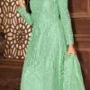 Magnificent Sea Green Embroidery Net Anarkali With Lace Border Duptta Party Wear