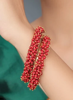 Maroon Alloy Beads Bangles Party Wear