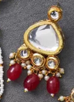 Maroon Alloy Kundan Necklace Party Wear