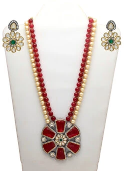 Maroon Alloy Stone Pendant Set Party Wear -C Bazaar Shop maroon alloy stone pendant set jynsjde1545 b
