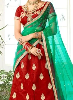 Maroon Art Silk A Line Lehenga Party Wear
