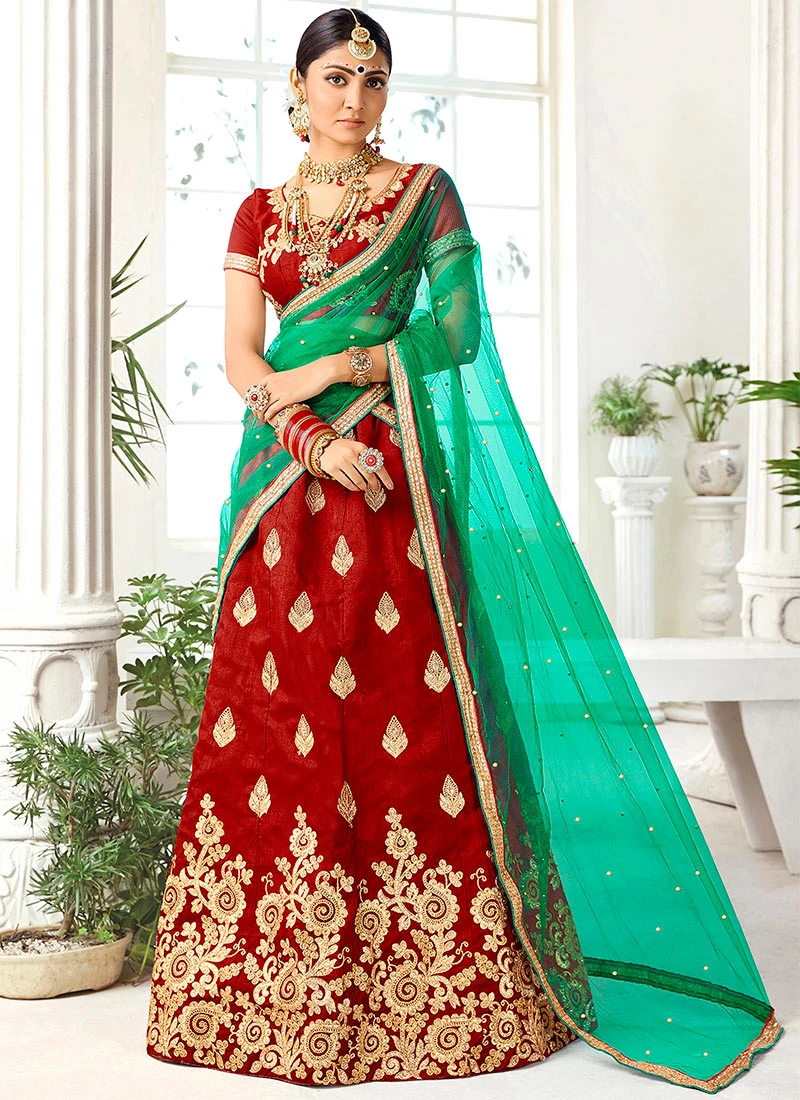Maroon Art Silk A Line Lehenga Party Wear 3 Maroon Art Silk A Line Lehenga Party Wear - Image 3