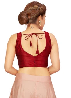 Maroon Art Silk Blouse After Six Wear -C Bazaar Shop maroon art silk blouse blmff1823 b