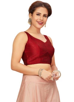 Maroon Art Silk Blouse After Six Wear -C Bazaar Shop maroon art silk blouse blmff1823 u