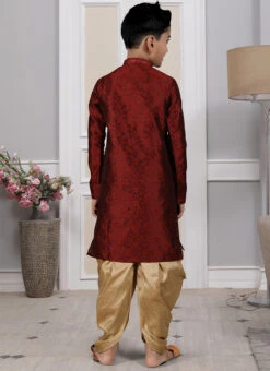 Maroon Art Silk Brocade Kurta Pyjama Party Wear -C Bazaar Shop maroon art silk brocade kurta pyjama kdmrg12029 b