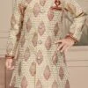 Maroon Art Silk Embroidered Sherwani For Boys Festive Wear