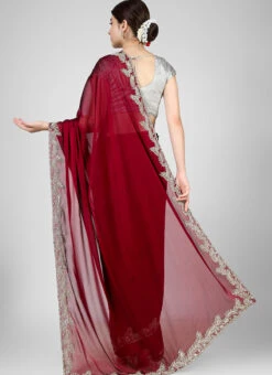 Maroon Art Silk Resham Saree Party Wear -C Bazaar Shop maroon art silk resham saree sagkc2003 b
