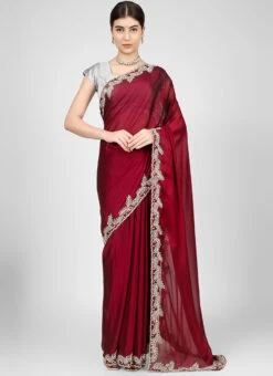 Maroon Art Silk Resham Saree Party Wear -C Bazaar Shop maroon art silk resham saree sagkc2003 u
