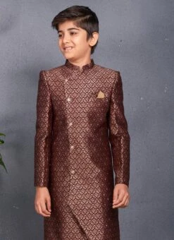 Maroon Banarasi Brocade Classic Sherwani Wedding Wear -C Bazaar Shop maroon benarasi brocade classic sherwani kdbmss6164 b