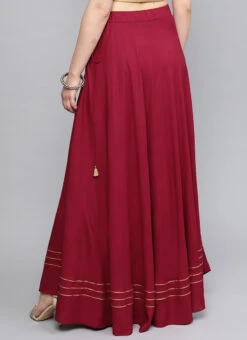 Maroon Blended Cotton Skirt After Six Wear -C Bazaar Shop maroon blended cotton skirt wbdmf418 b