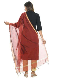 Maroon Chanderi Cotton Dupatta Festive Wear -C Bazaar Shop maroon chanderi cotton dupatta dpdmfmfd032 b