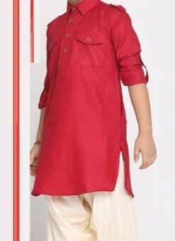 Maroon Cotton Blend Solid Stitched Kurta Pyjama Party Wear